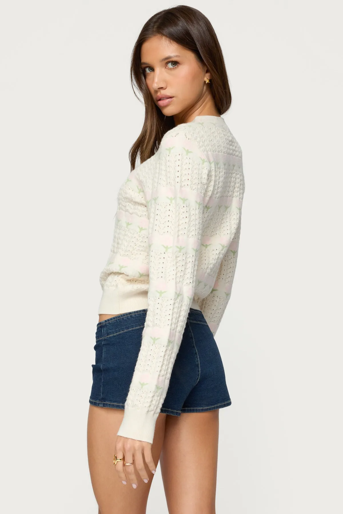 Emerie Flower Textured Knit Sweater sold by Edikted product image thumbnail 5