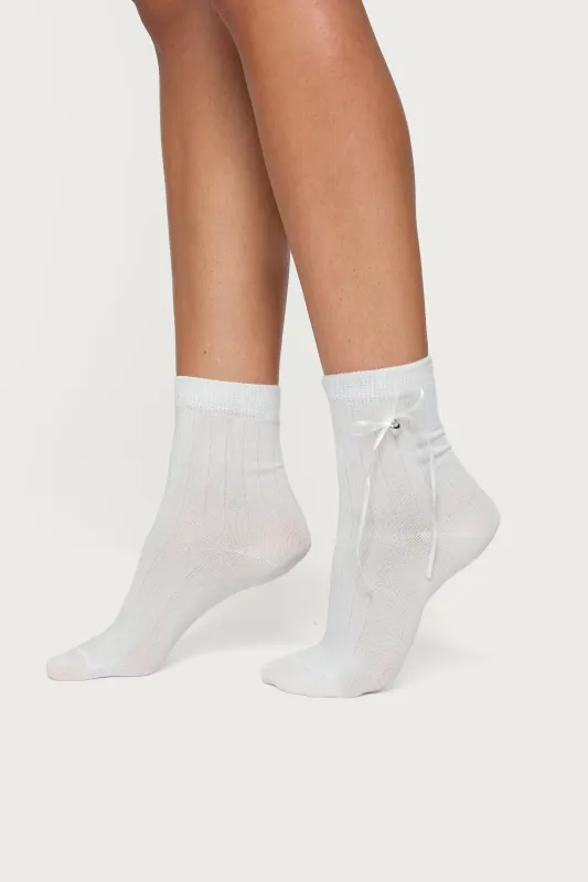 Bow & Heart Socks sold by Edikted