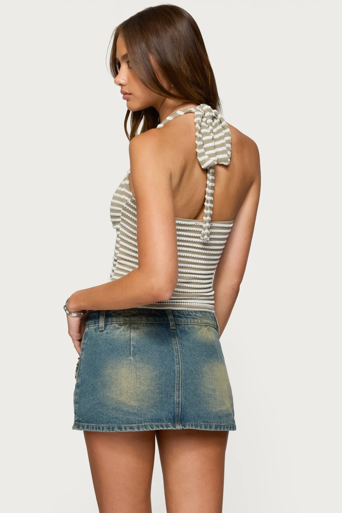 Lovina Textured Striped Halter Top sold by Edikted product image thumbnail 5