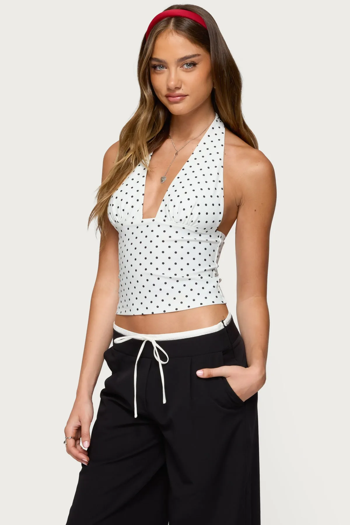 Blaire Polka Dot Halter Top sold by Edikted product image thumbnail 3