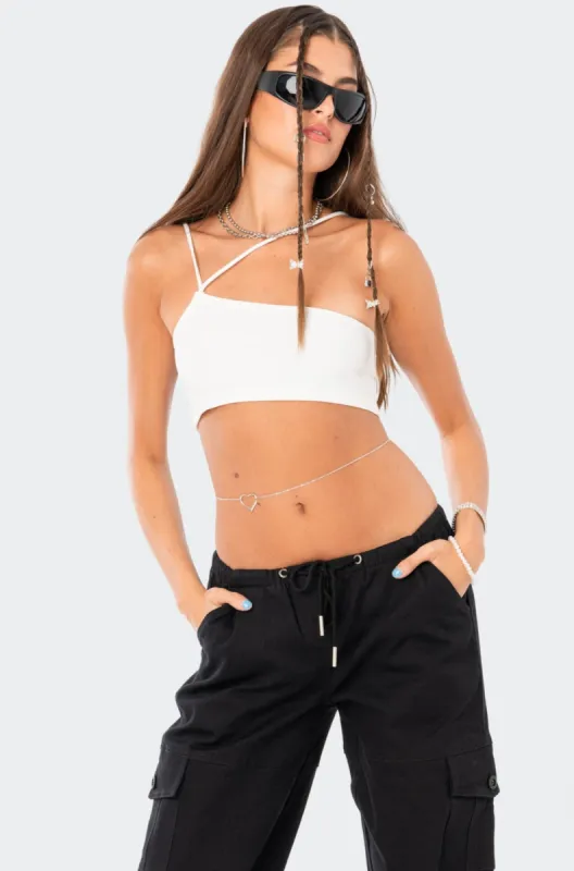 Asymmetric Ribbed Crop Top sold by Edikted