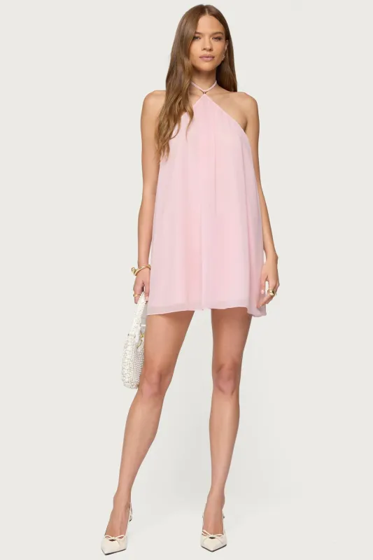 Emeline Backless Halter Mini Dress sold by Edikted