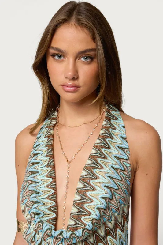 Faux Crystal Cascading Necklace Set sold by Edikted
