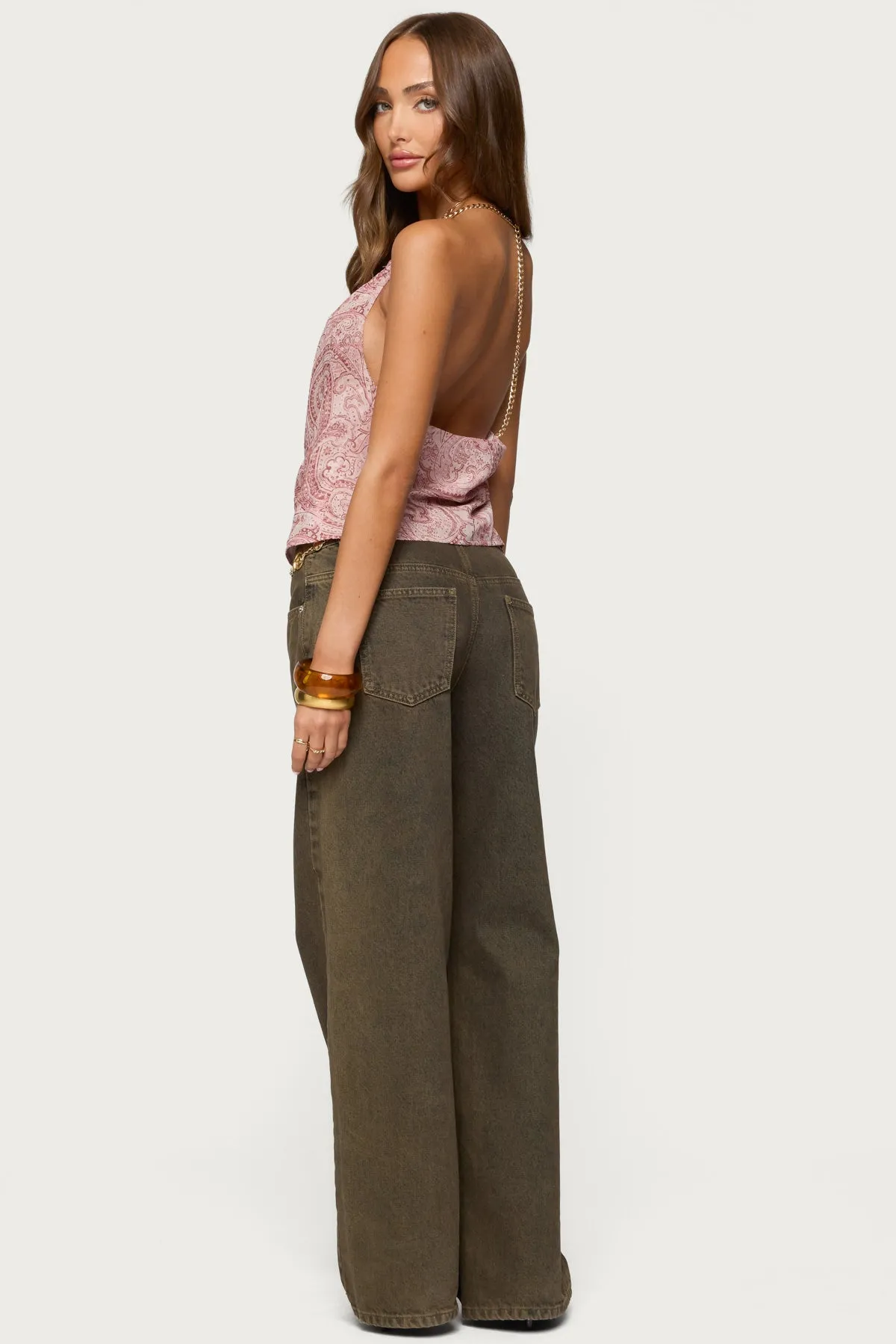 Printed Halter Chain Cowl Neck Top sold by Edikted product image thumbnail 2