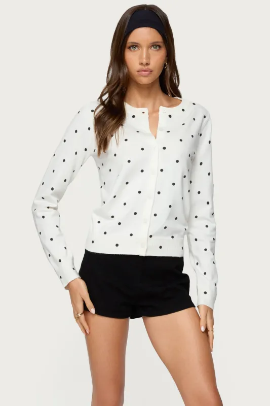 Shea Polka Dot Knitted Cardigan sold by Edikted