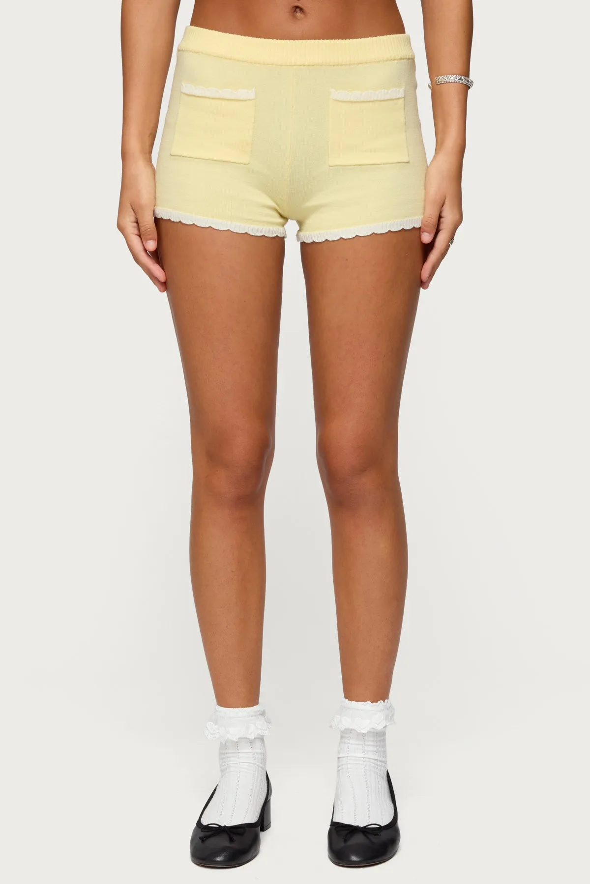 Leila Scalloped Knit Shorts sold by Edikted product image thumbnail 2