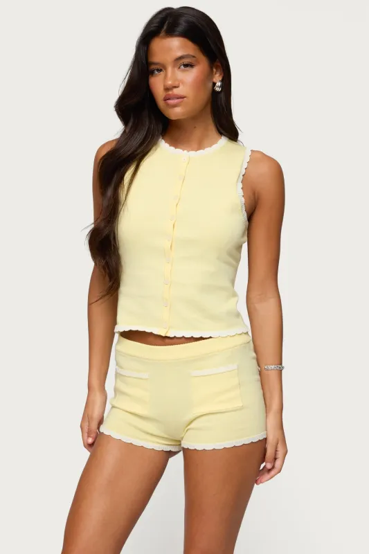 Leila Scalloped Knit Tank Top sold by Edikted