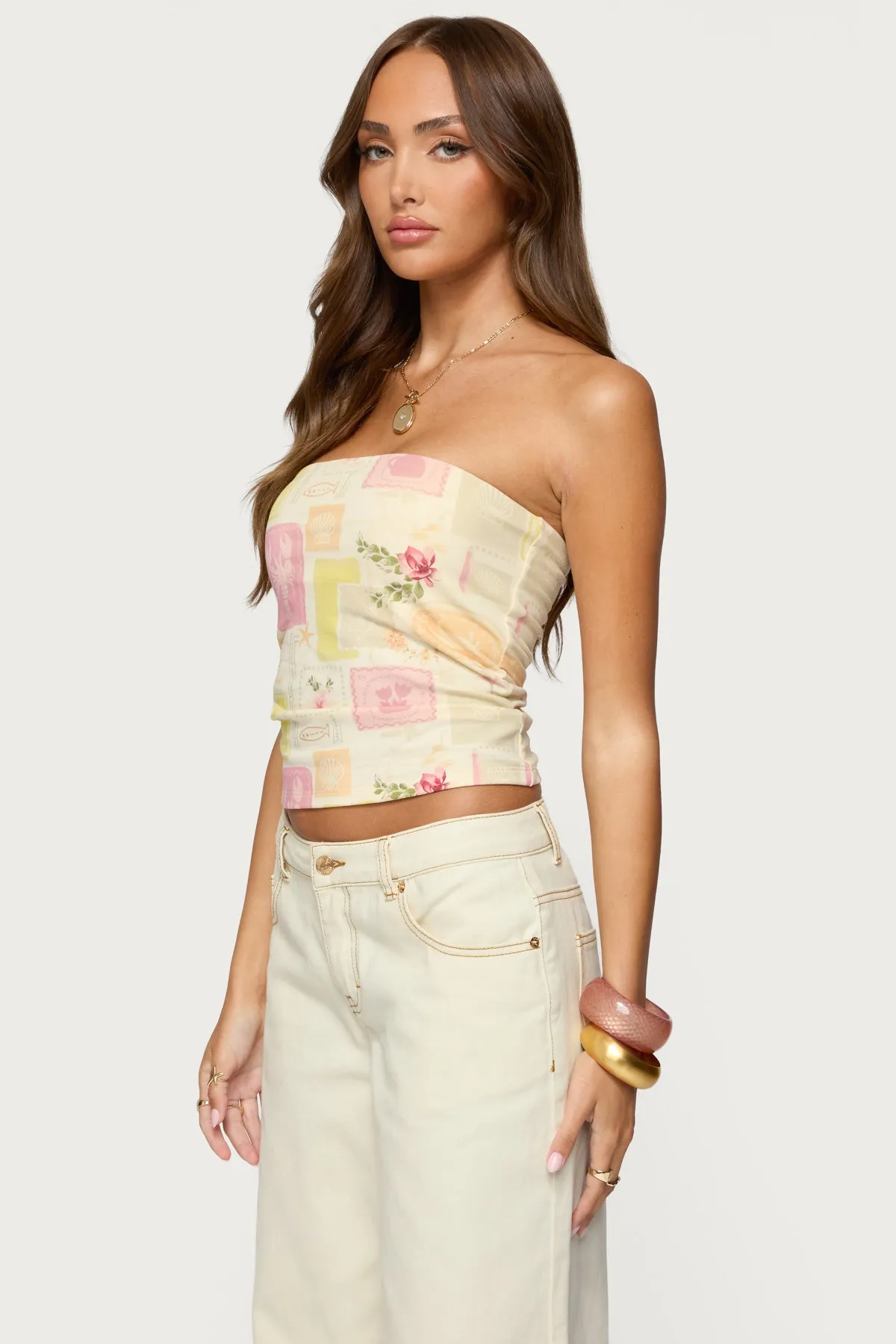 Cicilla Vintage Mixed Print Tube Top sold by Edikted product image thumbnail 3