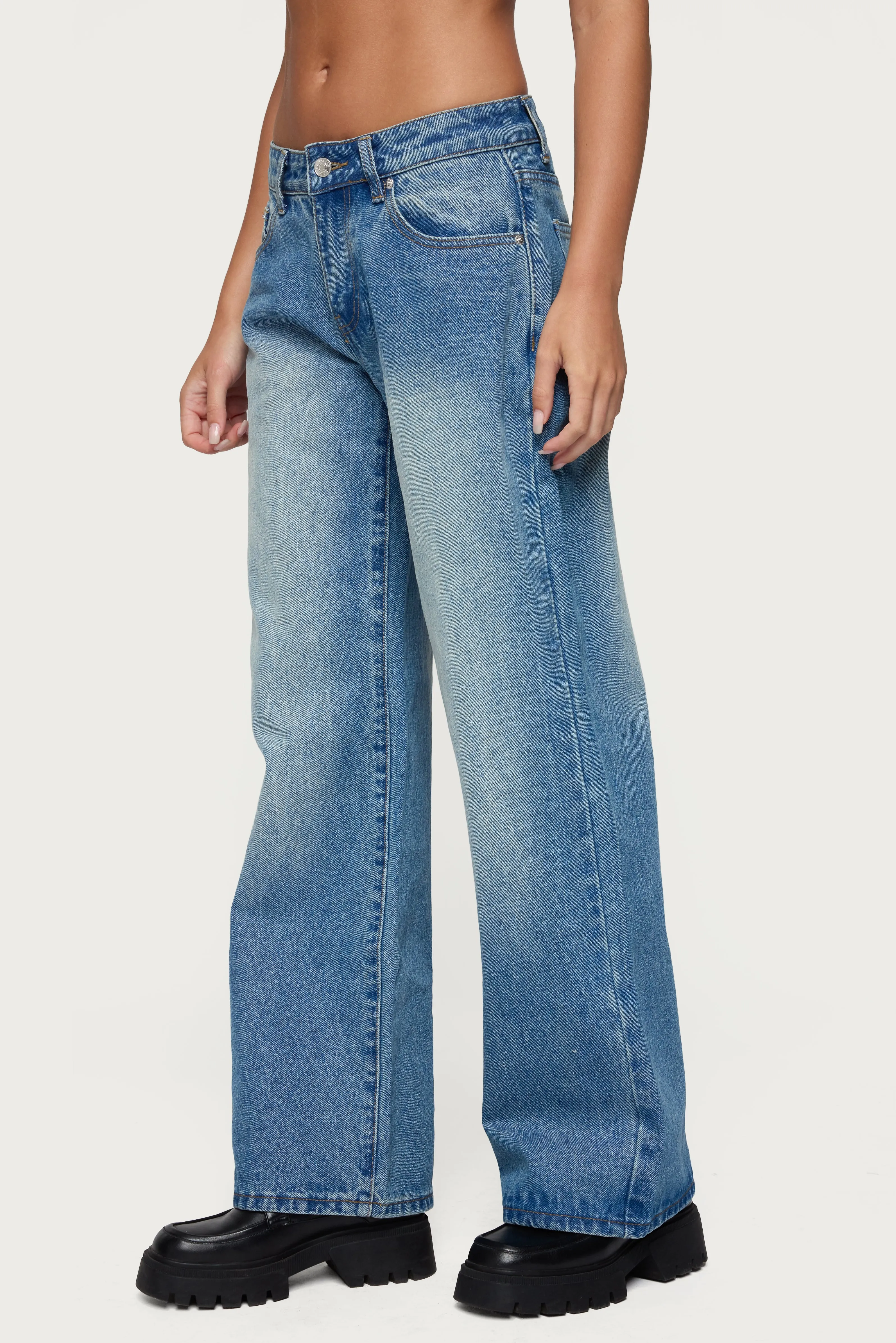Magda Acid Wash Low Rise Baggy Jeans sold by Edikted product image thumbnail 4