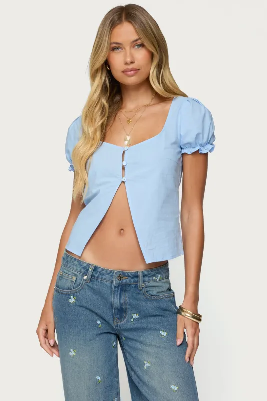 Dorothea Split Front Top sold by Edikted