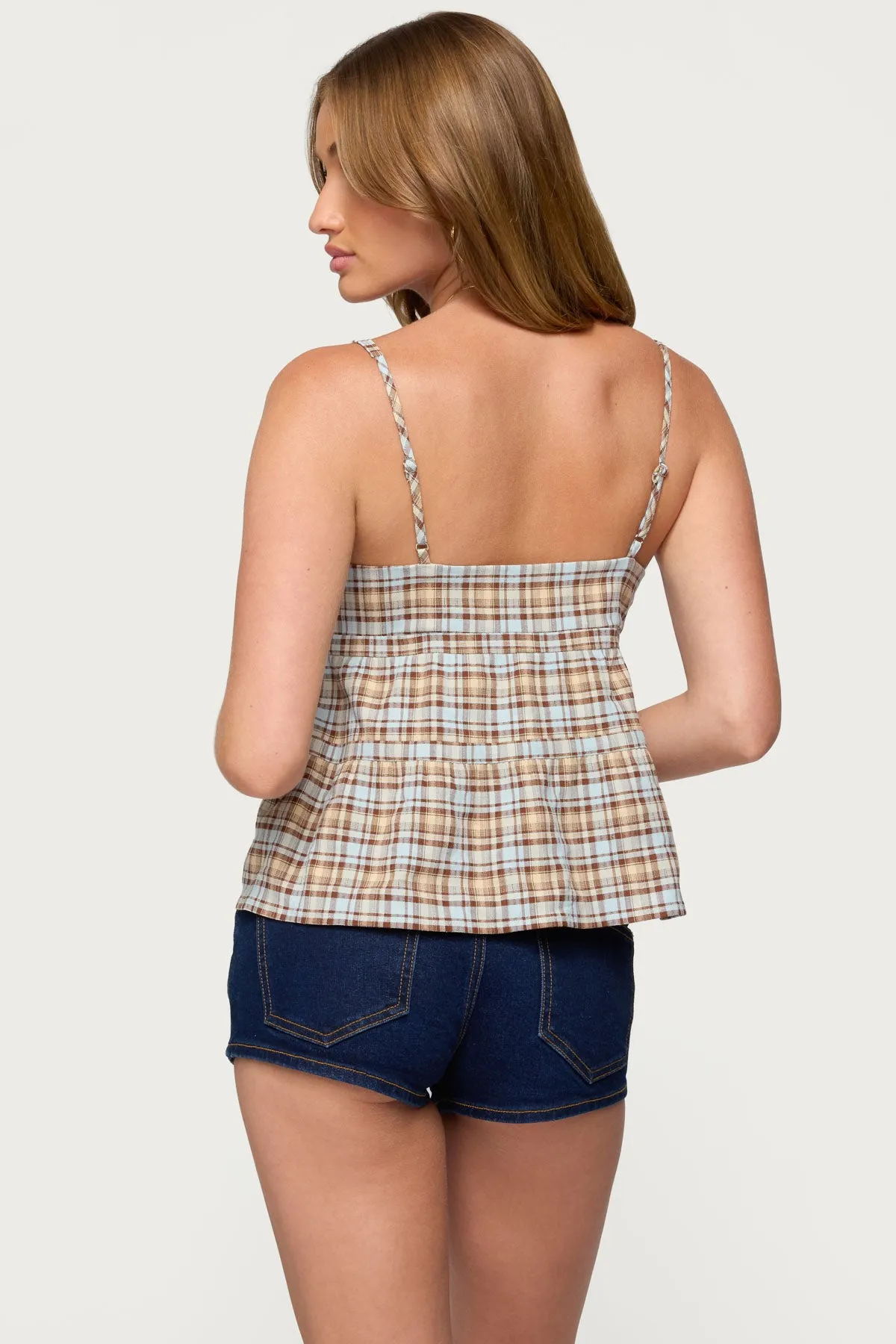 Mirena Tie Front Plaid Top sold by Edikted product image thumbnail 5