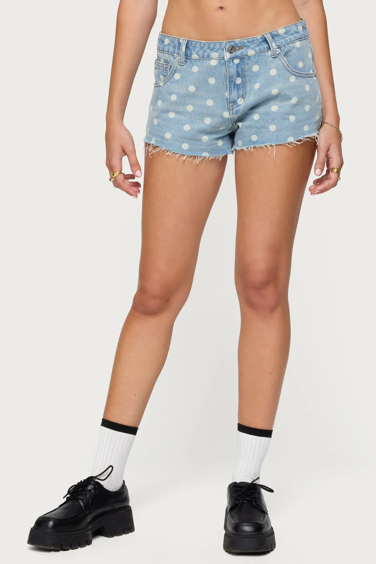 Josie Polka Dot Denim Shorts sold by Edikted product image thumbnail 2