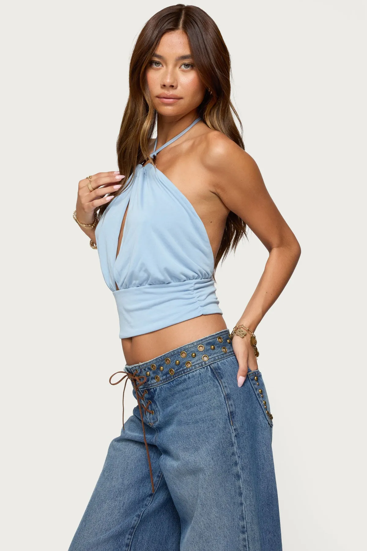 Khalia Backless Cut Out Halter Top sold by Edikted product image thumbnail 3