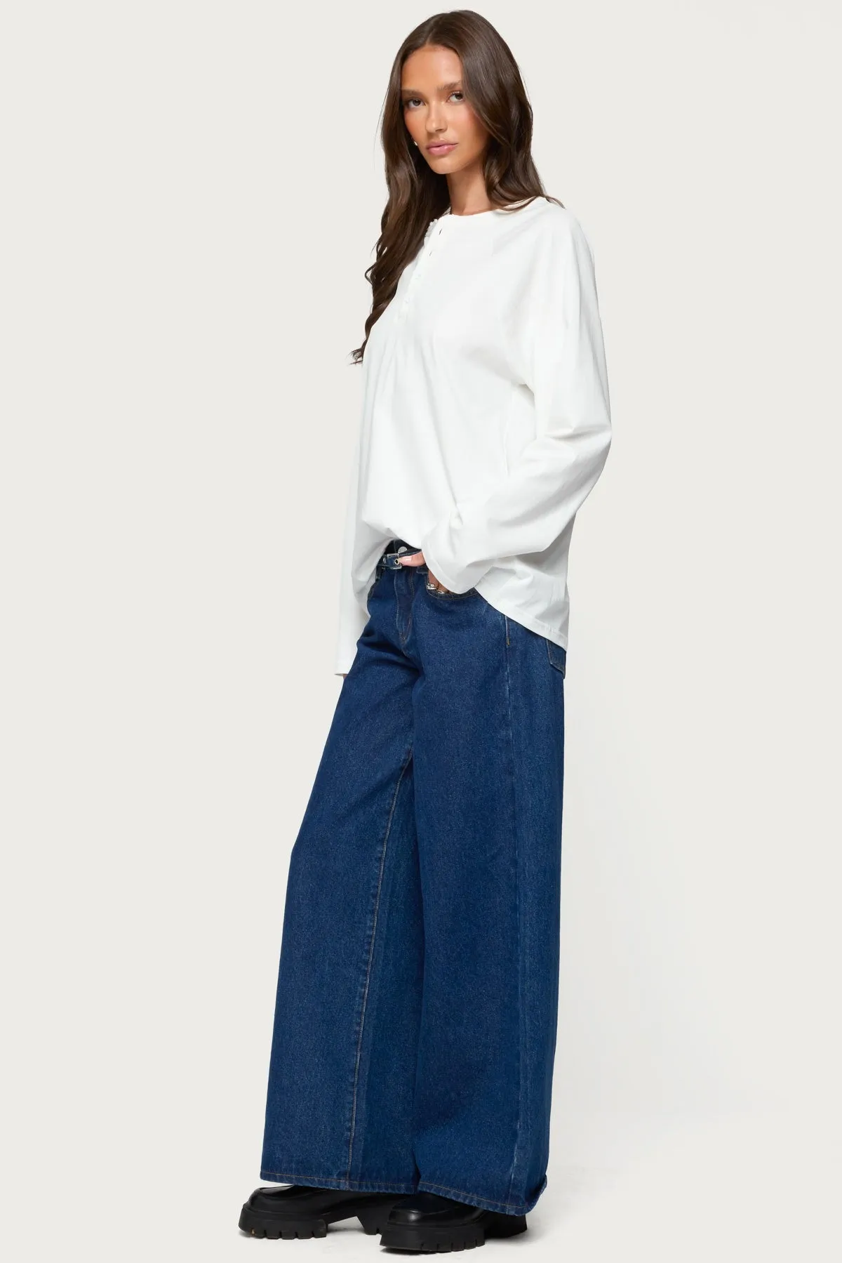 Cyrus Henley Oversized Top sold by Edikted product image thumbnail 4