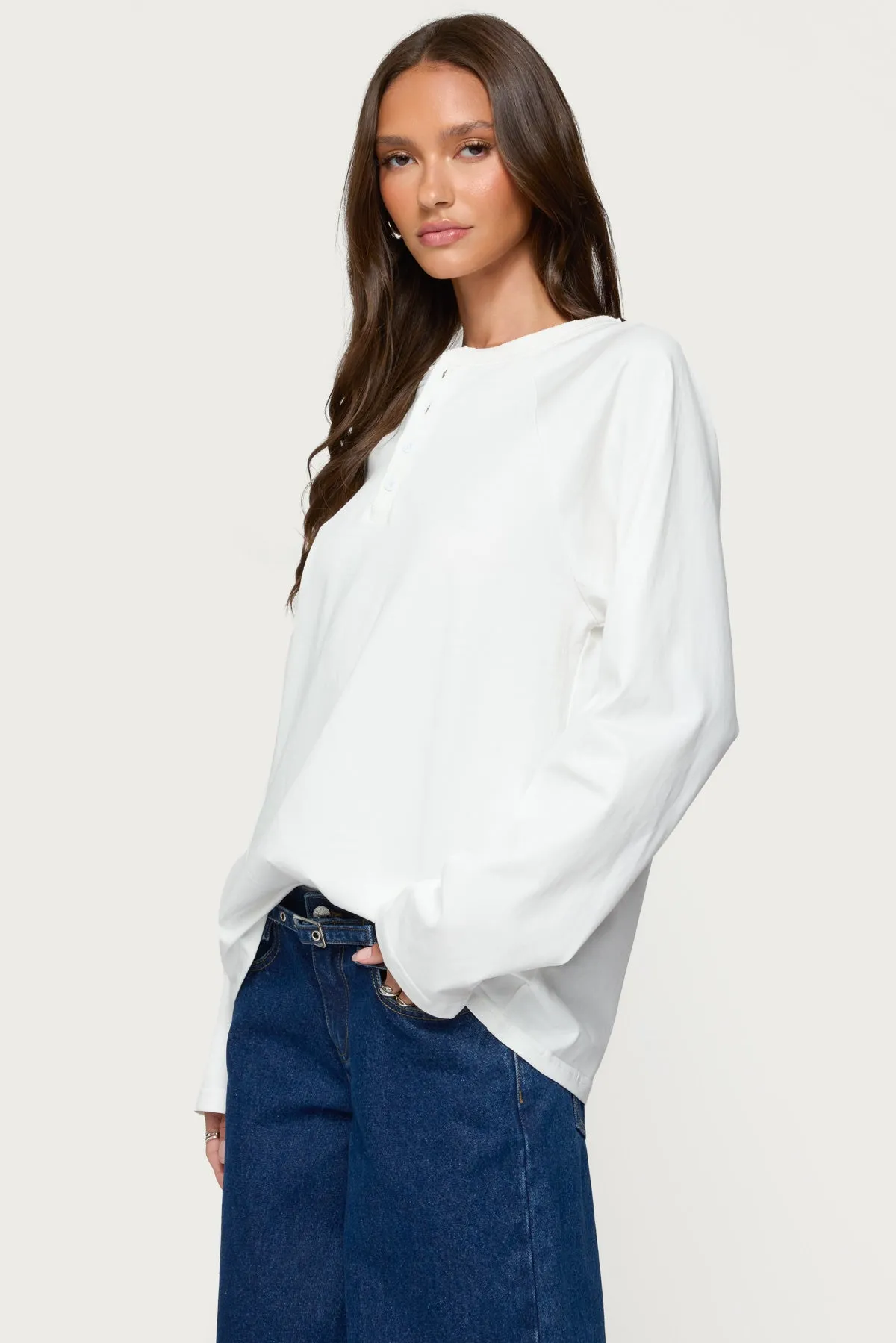 Cyrus Henley Oversized Top sold by Edikted product image thumbnail 3