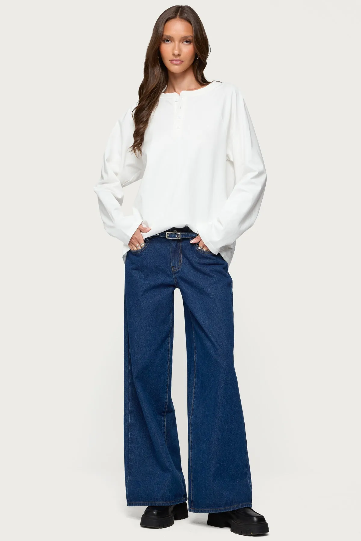 Cyrus Henley Oversized Top sold by Edikted product image thumbnail 2