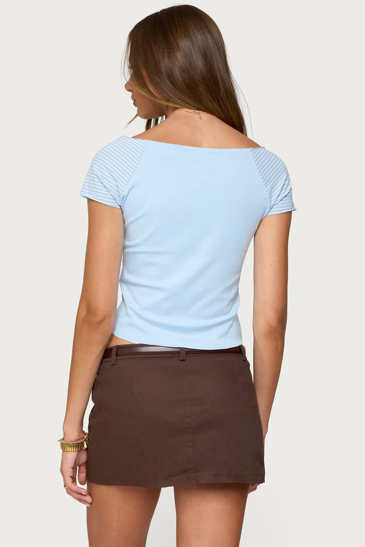 Marina Raglan Stripey T Shirt sold by Edikted product image thumbnail 5