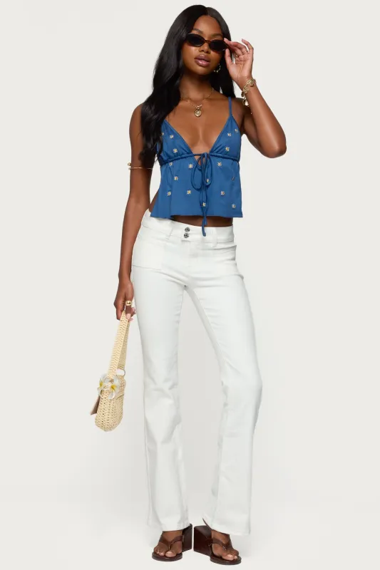 Mattea Low Rise Flared Jeans sold by Edikted