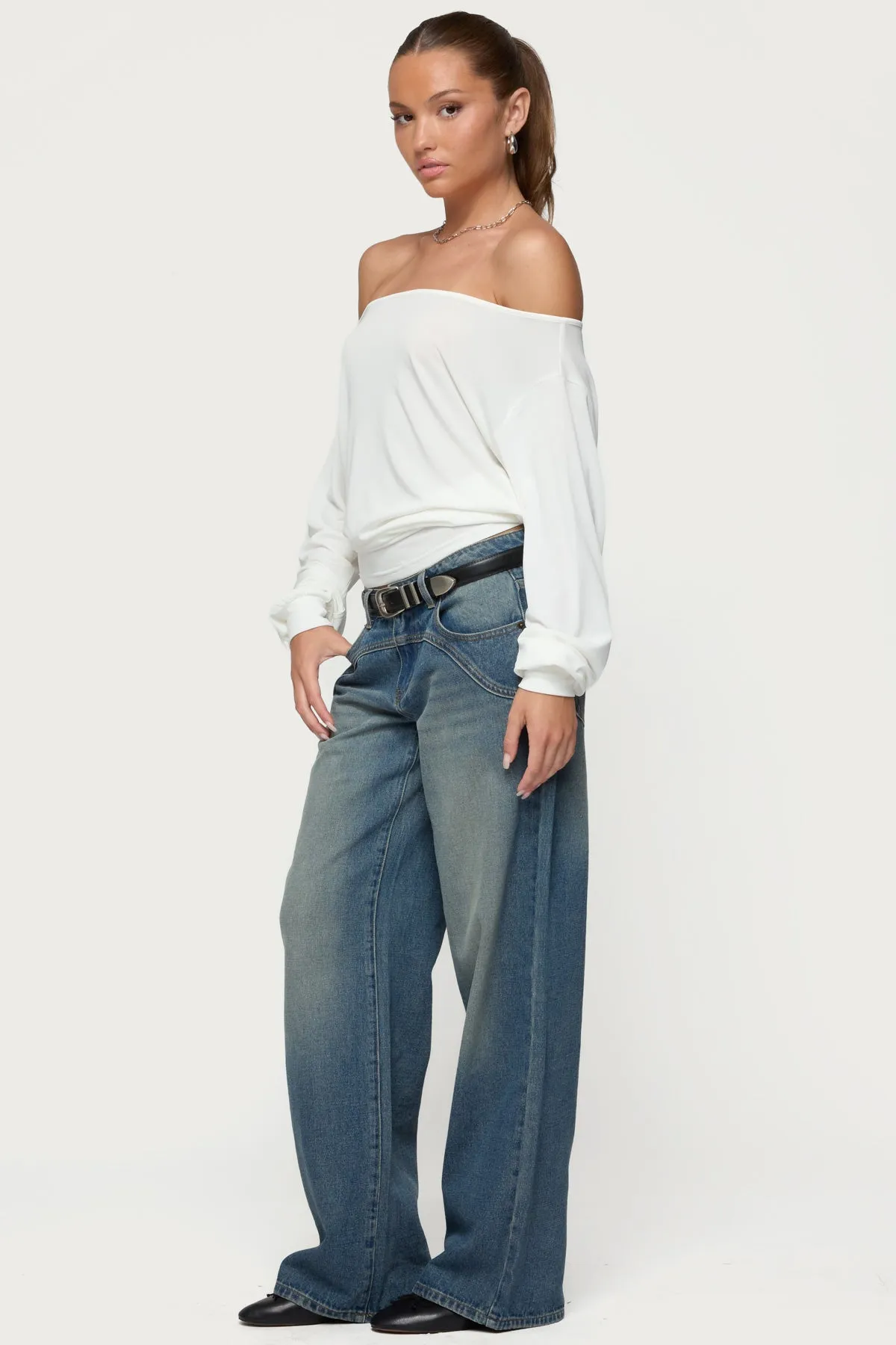 Nannie Off Shoulder Oversized Top sold by Edikted product image thumbnail 4