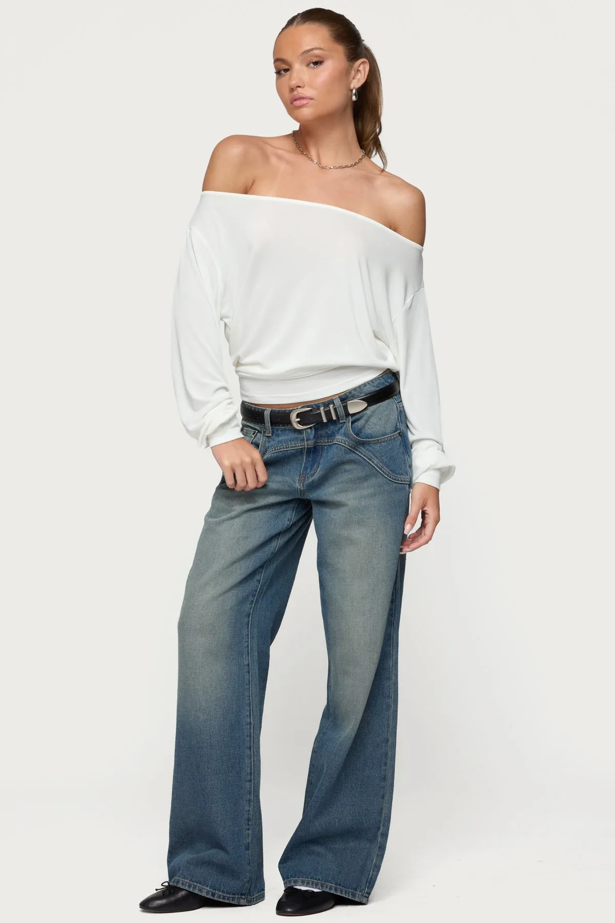 Nannie Off Shoulder Oversized Top sold by Edikted product image thumbnail 5