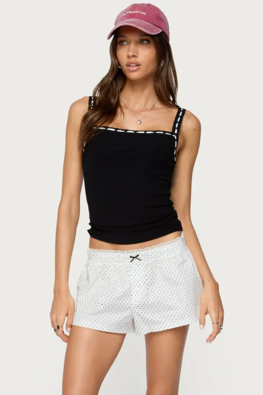 Leilani Ribbon Lacey Tank Top sold by Edikted