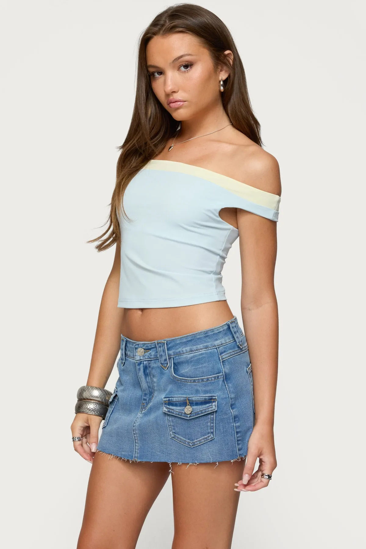 Strada Contrast Off Shoulder Top sold by Edikted product image thumbnail 3