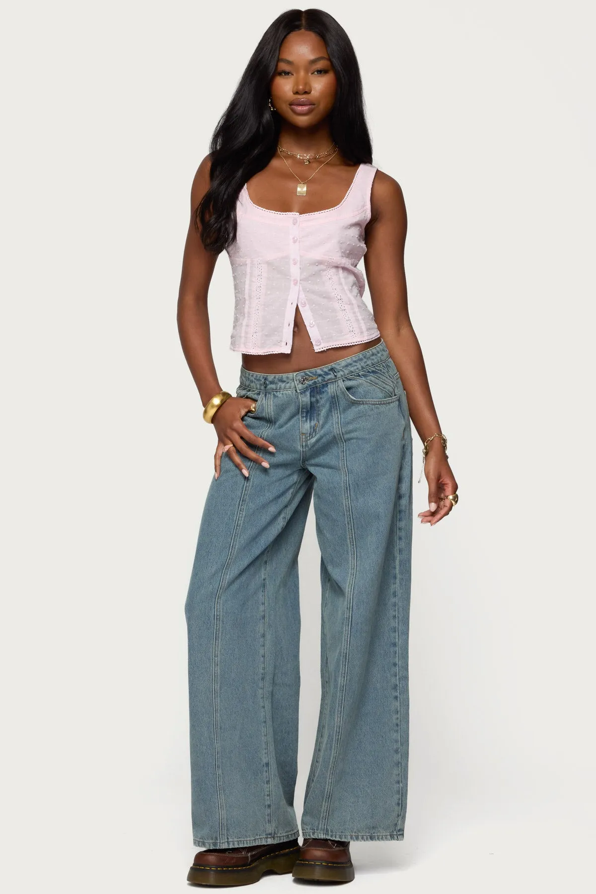 Embroidered Cotton Button Up Top sold by Edikted product image thumbnail 5
