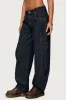 Aden Contrast Stitch Barrel Jeans sold by Edikted
