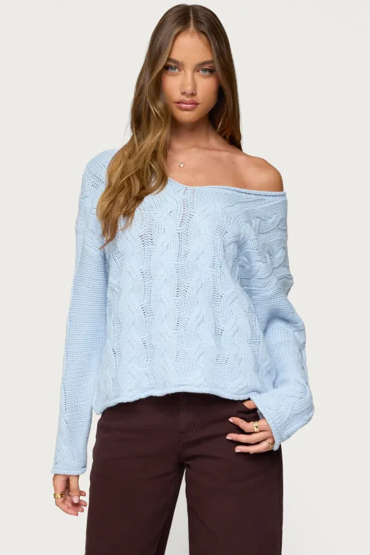 Inga Oversized Cable Knit Sweater sold by Edikted