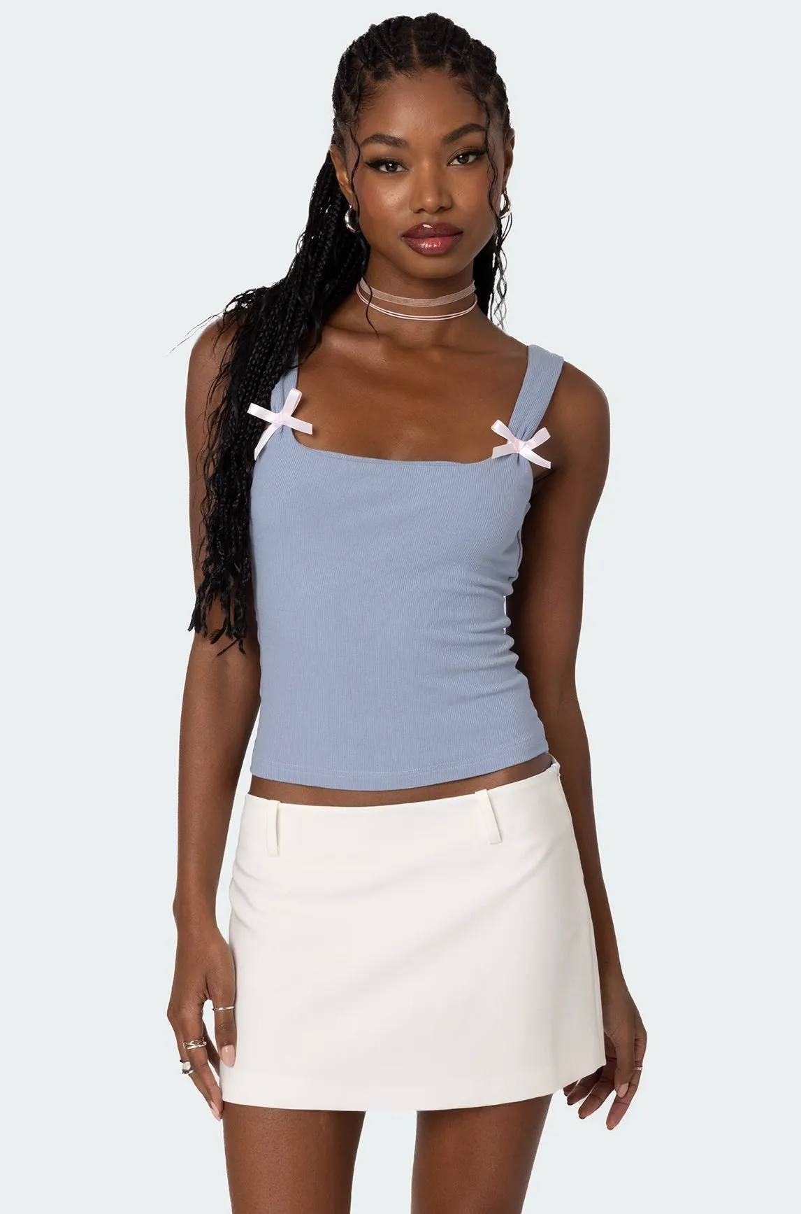 Lola Ribbed Tank Top sold by Edikted