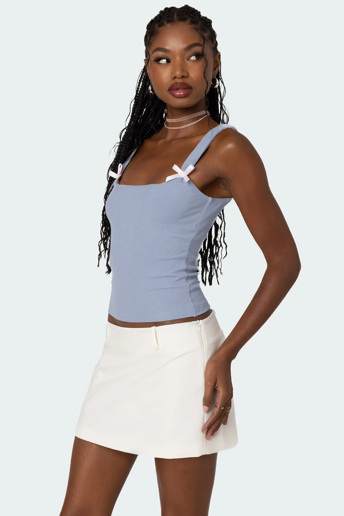 Lola Ribbed Tank Top sold by Edikted product image thumbnail 4