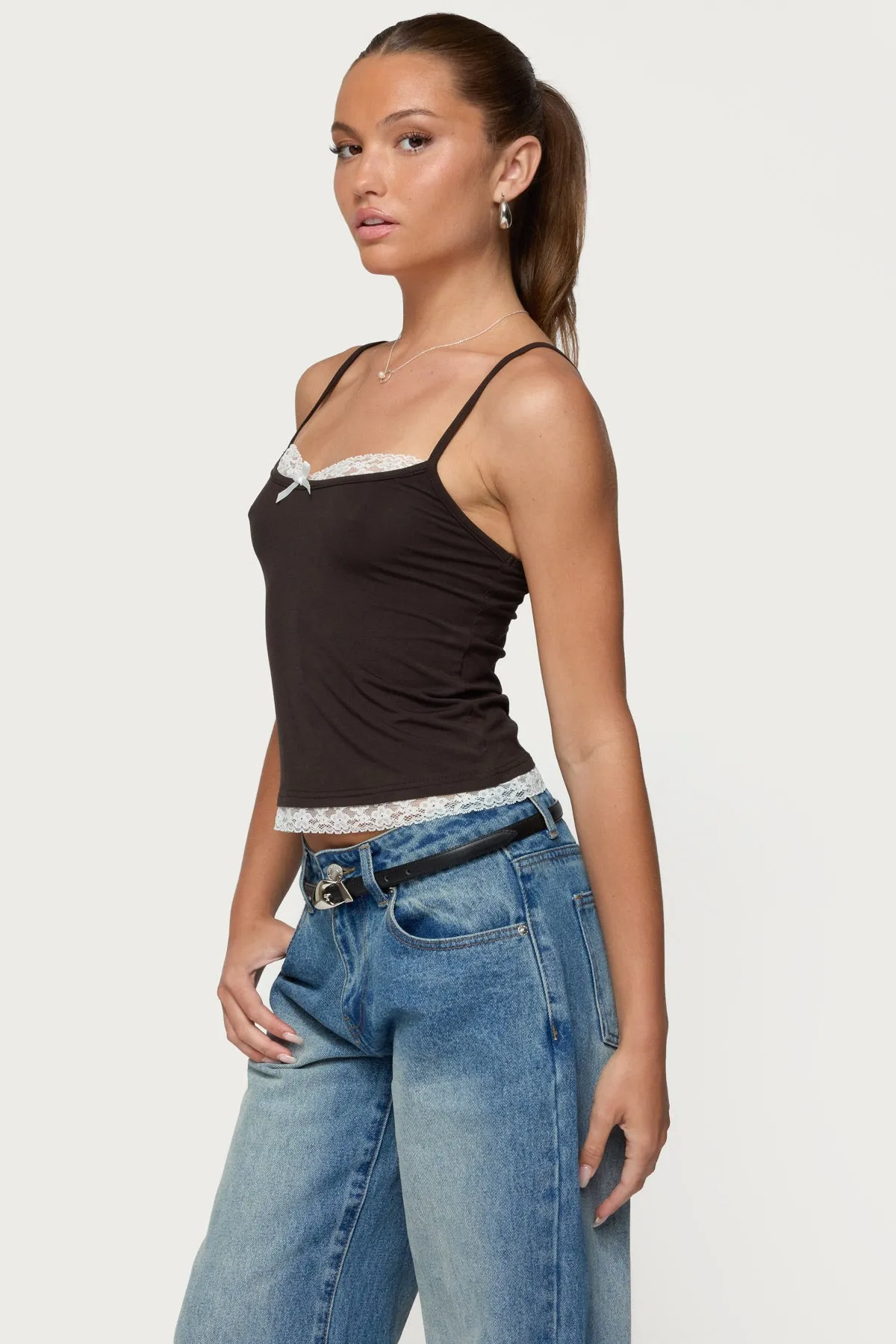 Adriel Contrast Lacey Tank Top sold by Edikted product image thumbnail 3