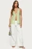 Silky Look Split Front Halter Top sold by Edikted