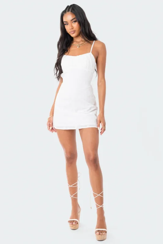 Embroidered Open-Back Mini Dress sold by Edikted