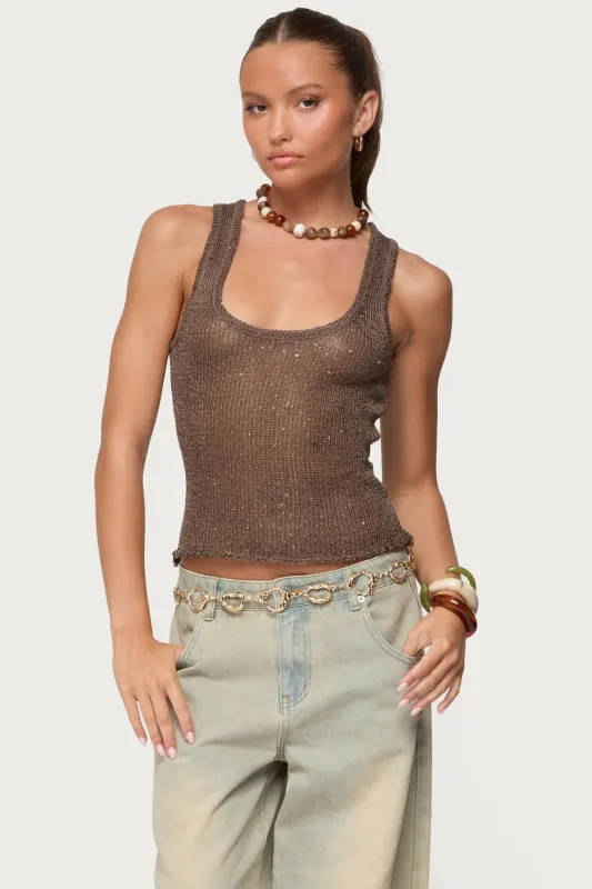 Eleora Sequin Knit Tank Top sold by Edikted