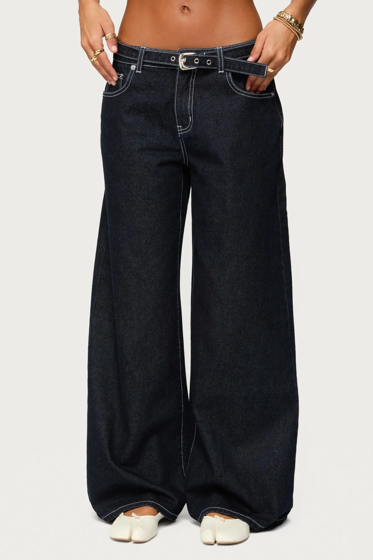 Karah Belt Low Rise Baggy Jeans sold by Edikted product image thumbnail 2