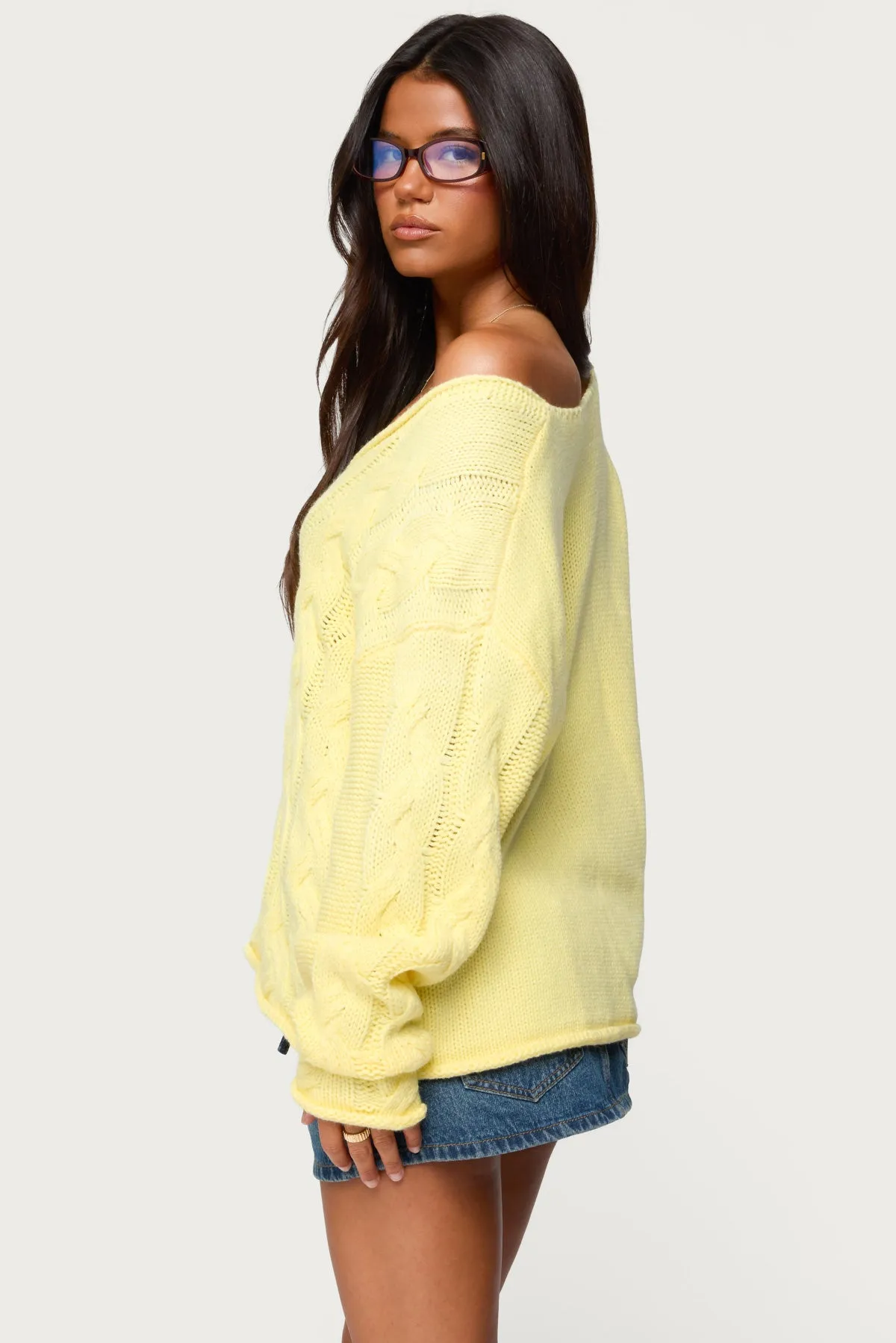 Inga Oversized Cable Knit Sweater sold by Edikted product image thumbnail 4