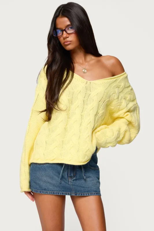 Inga Oversized Cable Knit Sweater sold by Edikted
