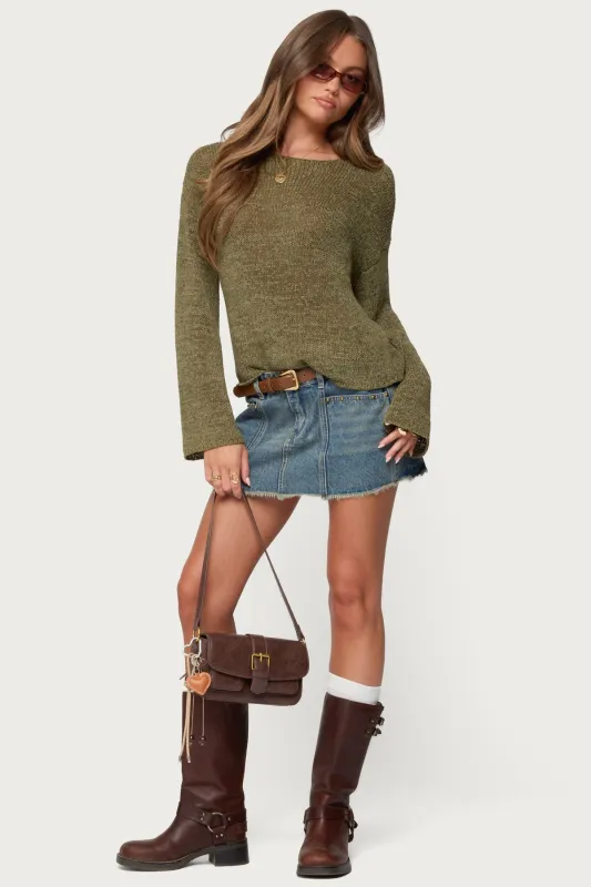 Keiko Studded Denim Mini Skirt sold by Edikted