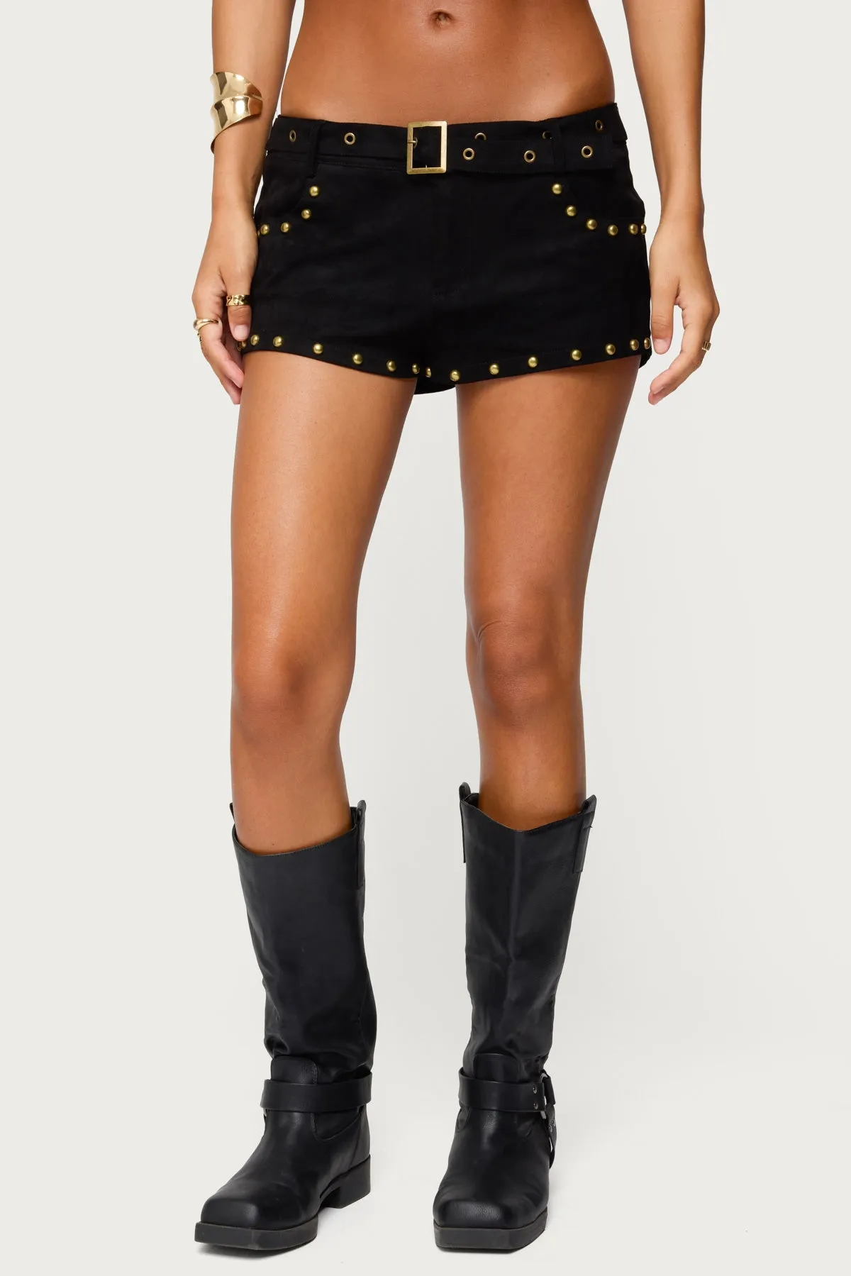 Studded Faux Suede Micro Shorts sold by Edikted product image thumbnail 2