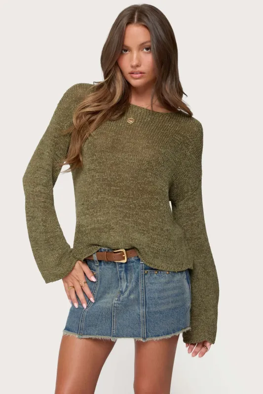 Drop Shoulder Light Knit Sweater sold by Edikted