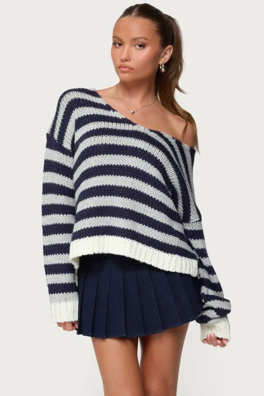 Eugenie Oversized Striped Knit Sweater sold by Edikted