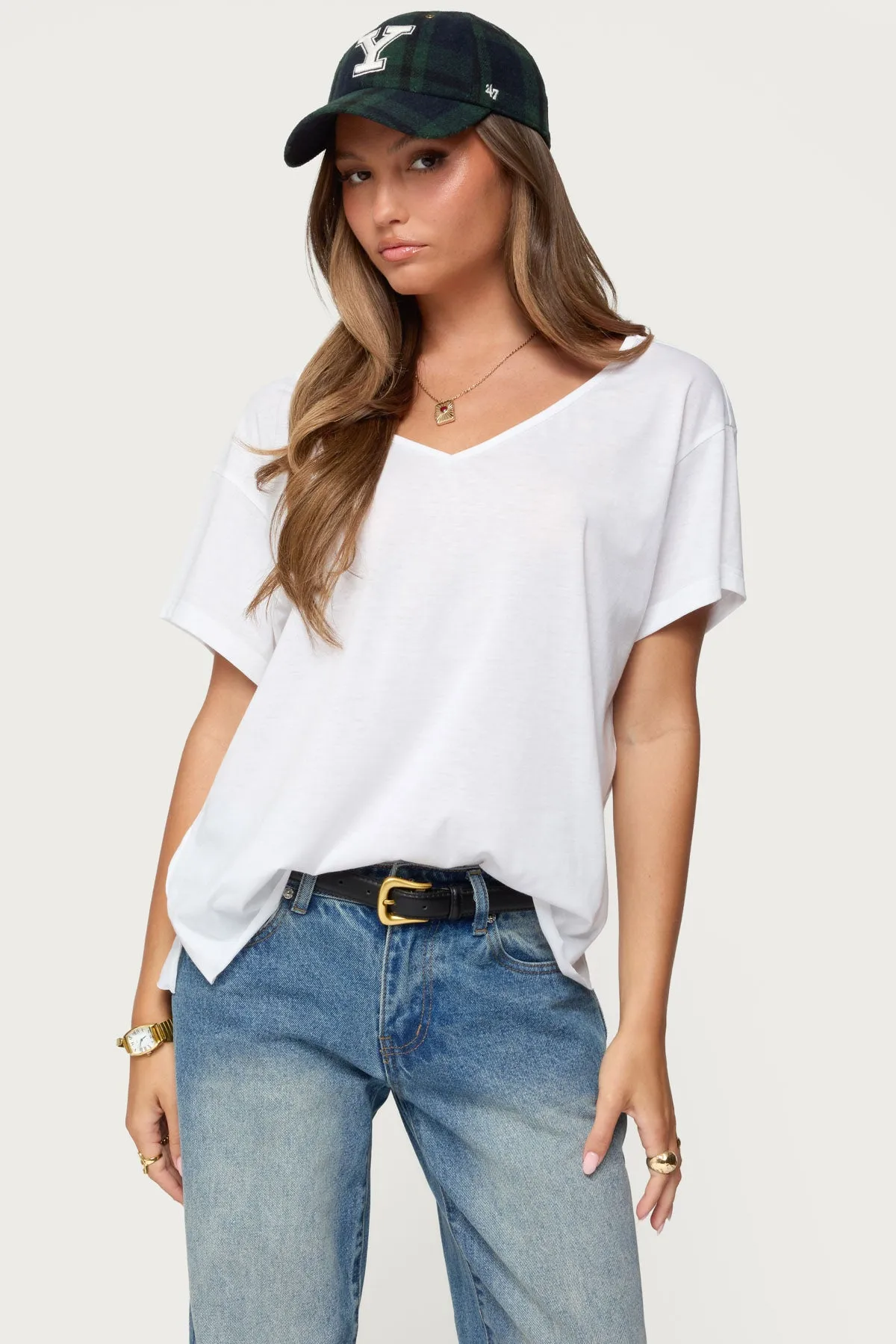 Sonora Oversized V Neck T Shirt sold by Edikted