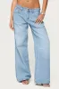 Mirra Embroidered Flower Low Rise Jeans sold by Edikted