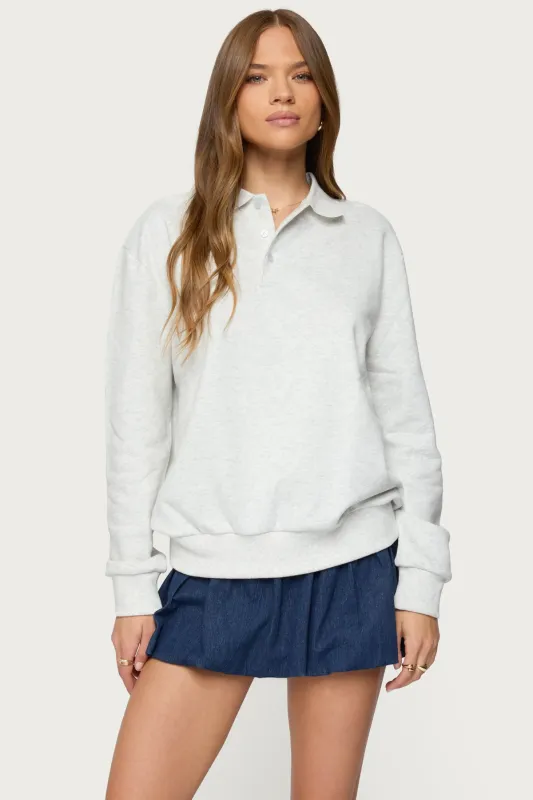 Scholar Oversized Polo Sweatshirt sold by Edikted