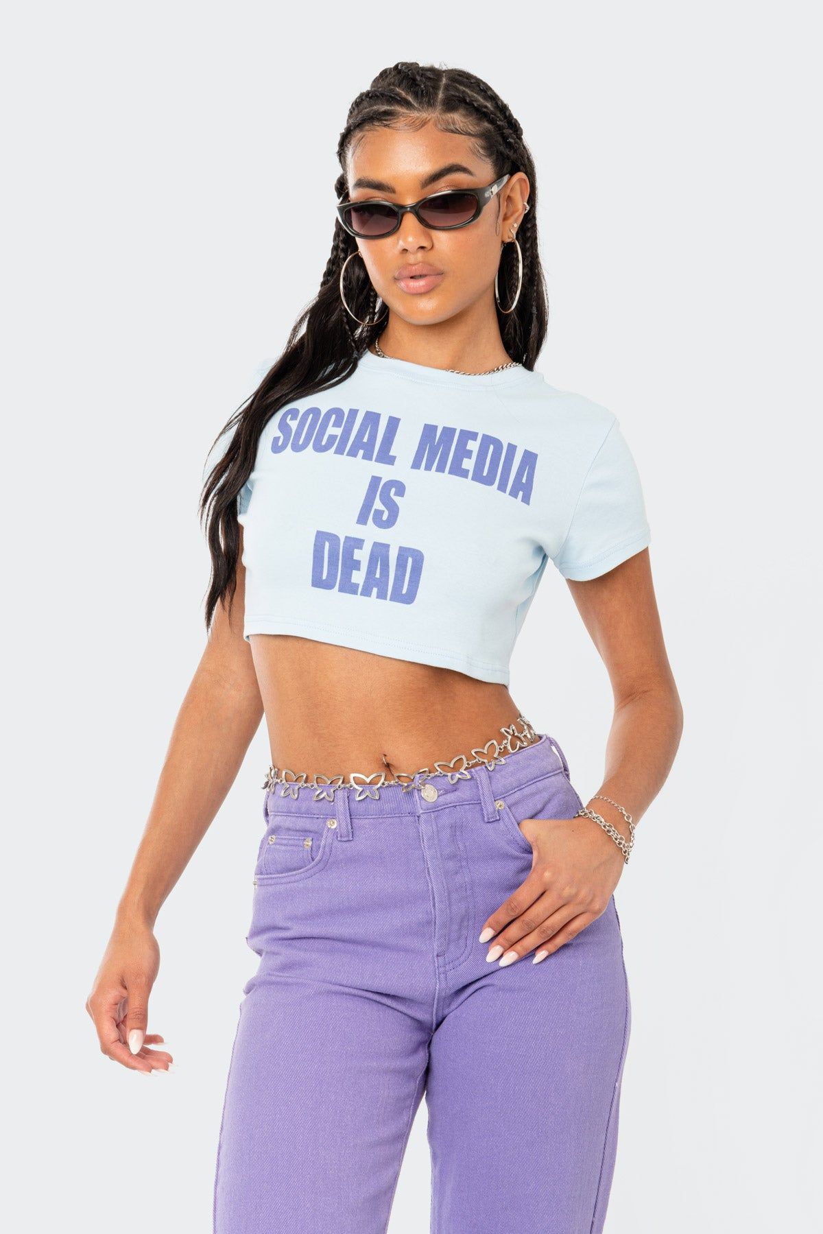 Social Media Cropped T-Shirt sold by Edikted