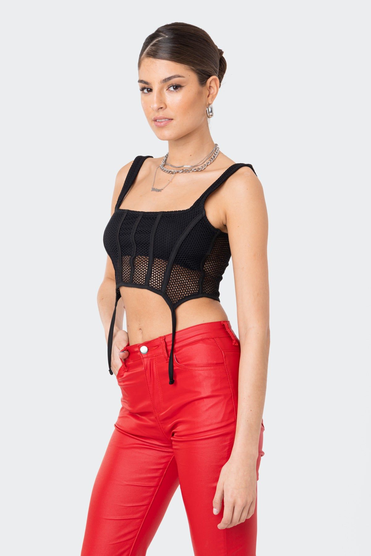 Trixi Fishnet Corset Top sold by Edikted product image thumbnail 3