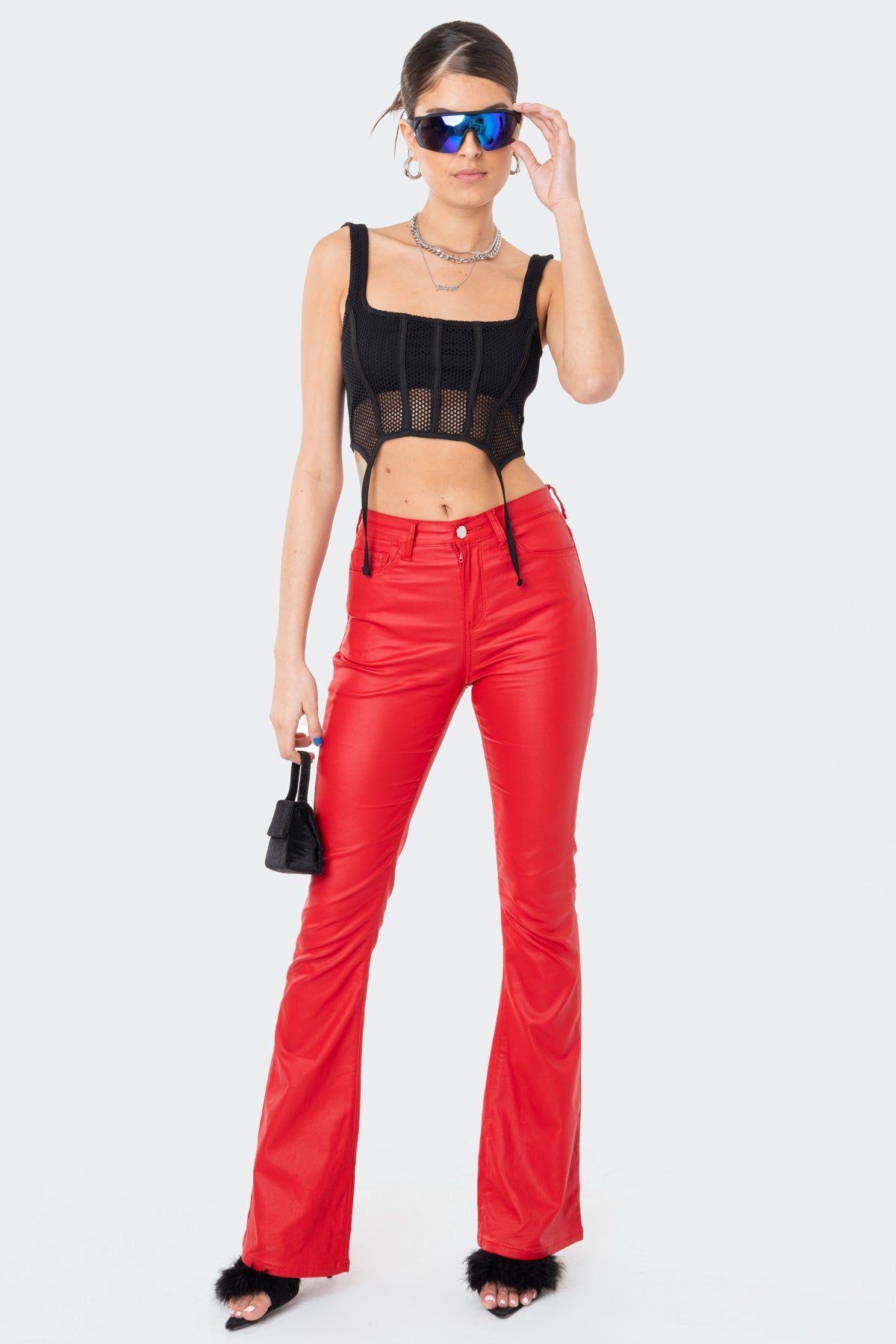 Trixi Fishnet Corset Top sold by Edikted