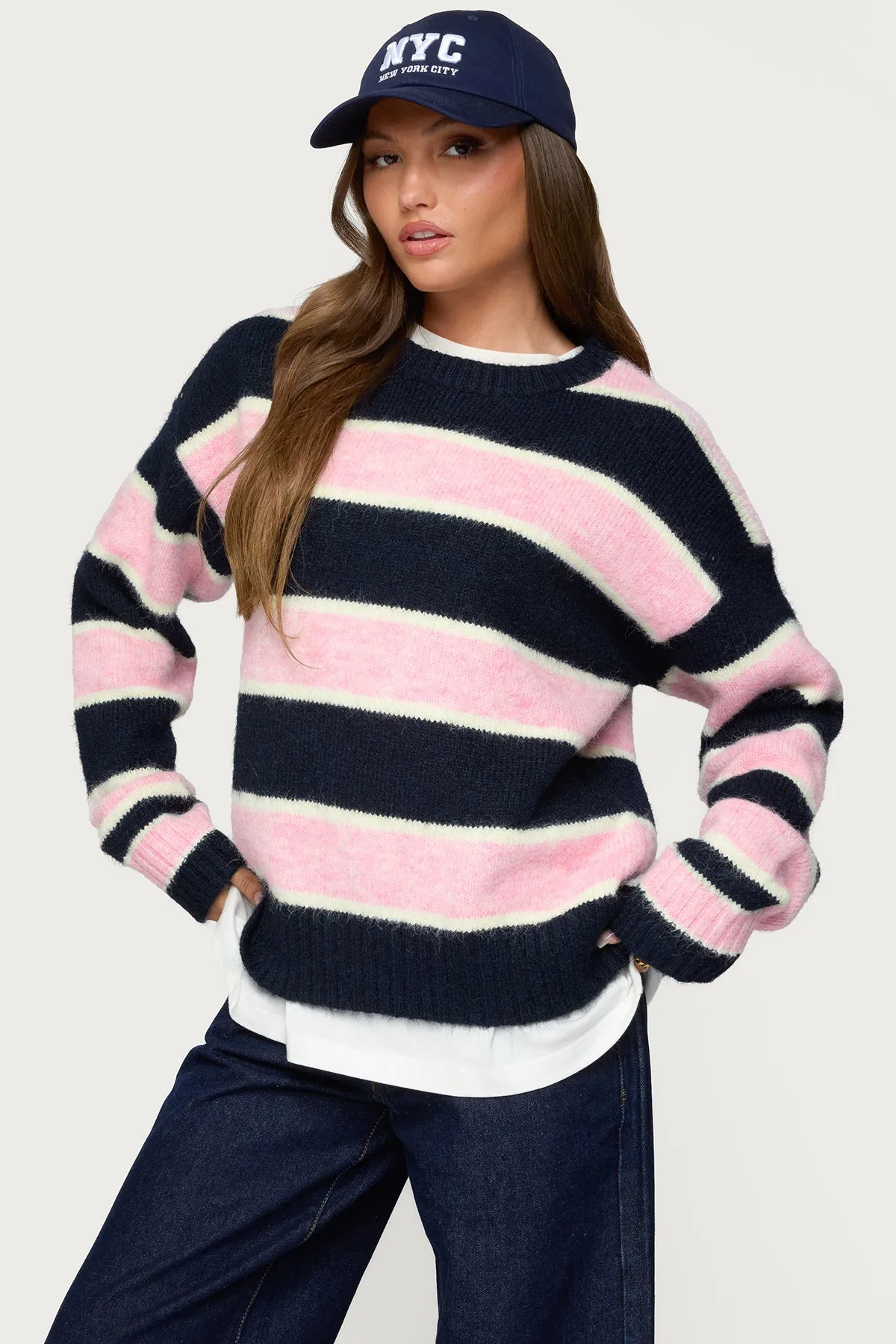 Conrad Striped Knit Sweater sold by Edikted