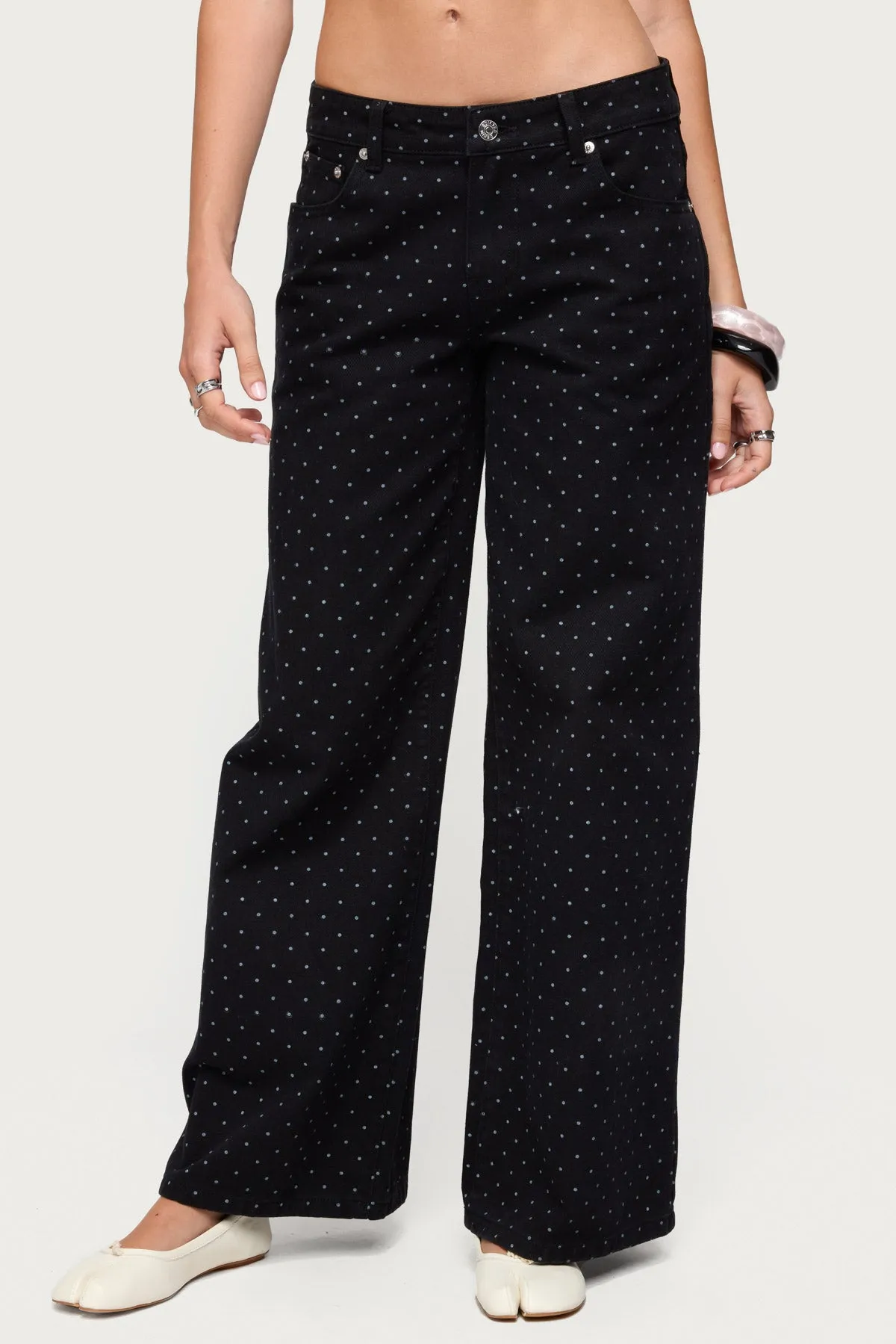 Misha Polka Dot Low Rise Baggy Jeans sold by Edikted product image thumbnail 2